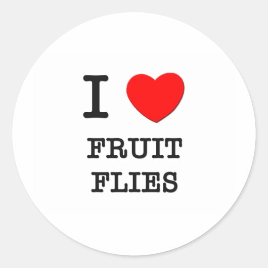 Sticker Rond J'adore les mouches à fruits (Devant)