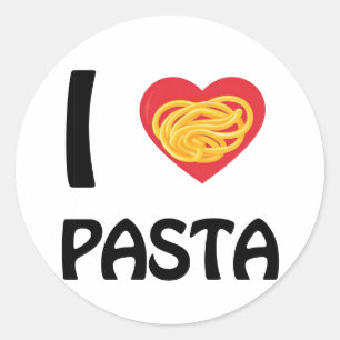 Sticker Rond J'adore les pâtes