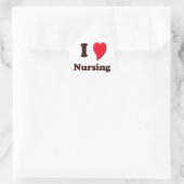Sticker Rond J'adore les soins infirmiers (Sac)