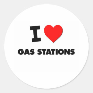 Sticker Rond J'adore les stations-service