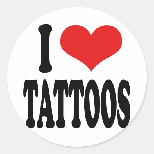 Sticker Rond J'adore les tatouages (Devant)