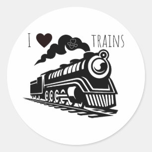 Sticker Rond J'adore les trains