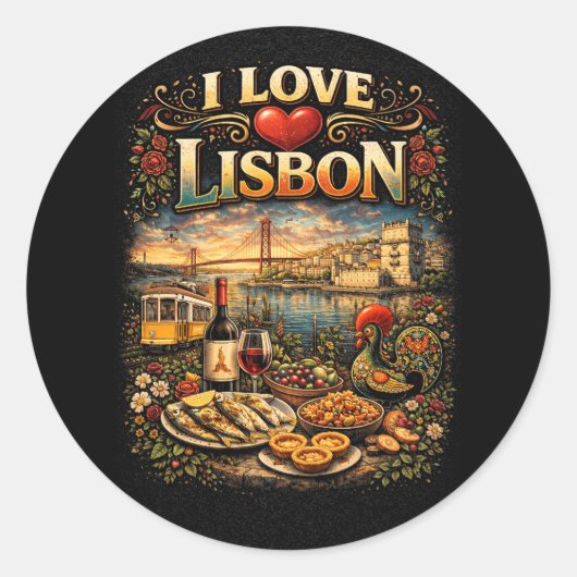 Sticker Rond J'adore Lisbonne (Devant)