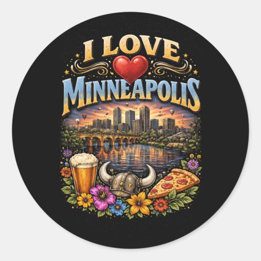 Sticker Rond J'adore Minneapolis (Devant)