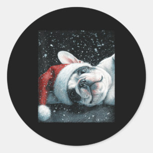 Sticker Rond J'adore mon bouledogue français Noël Mignon