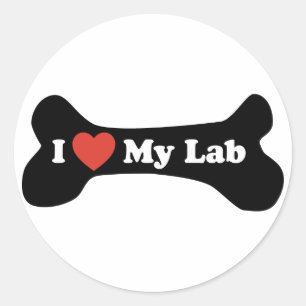 Sticker Rond J'adore mon laboratoire - os de chien
