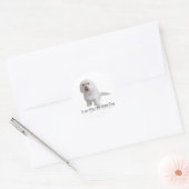 Sticker Rond J'adore mon petit chien blanc - Havanais (Enveloppe)