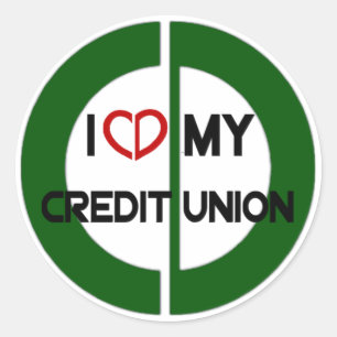 Sticker Rond J'adore mon ticker Credit Union