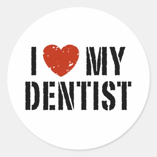Sticker Rond J'adore mon ticker pour dentiste (Devant)