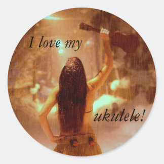 Sticker Rond J'adore mon ukulele !