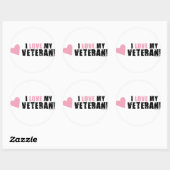 Sticker Rond J'adore mon vétéran ! (Feuille)