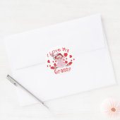 Sticker Rond J'adore My Granny Rag Doll & Hearts (Enveloppe)