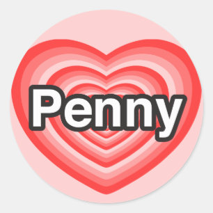 Sticker Rond J'adore Penny. Je t'aime Penny. Cœur