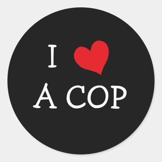 STICKER ROND J'ADORE UN COP (Devant)