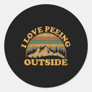 Sticker Rond J'adore uriner à l'extérieur drôle de camping rand