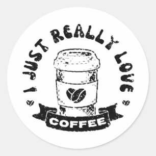 Sticker Rond J'adore vraiment le café