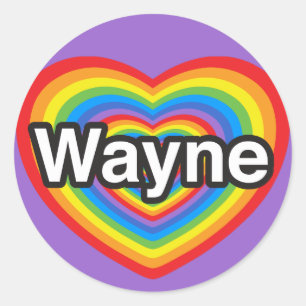 Sticker Rond J'adore Wayne. Je t'aime Wayne. Cœur