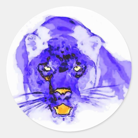 Sticker Rond Jaguar Blue Digital Pop Art (Devant)