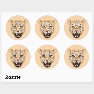 Sticker Rond Jaguar. Illustration de chat sauvage