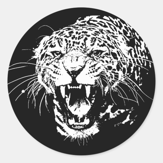 Sticker Rond Jaguar noir et blanc (Devant)