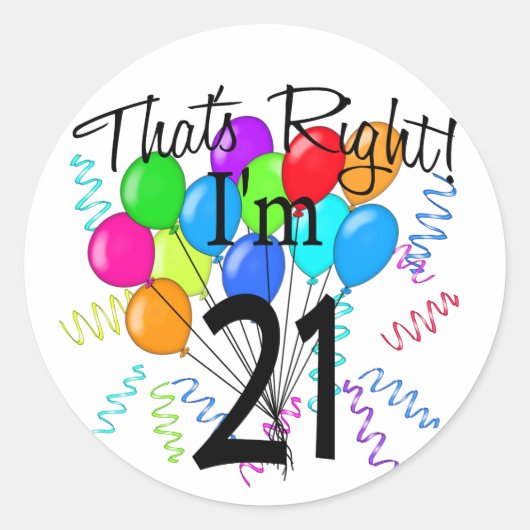 Sticker Rond J'ai 21 ans - Anniversaire (Devant)