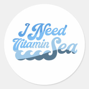 Sticker Rond J'ai besoin de vitamine mer