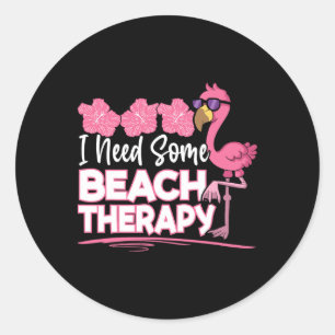 Sticker Rond J'ai besoin d'une thérapie de plage Vacances d'été