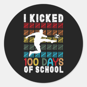 Sticker Rond J'ai botté 100 jours de sport de football scolaire