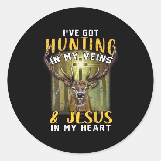 Sticker Rond J'Ai Chasse Dans Mes Veines Jésus Dans Mon Coeur (Devant)