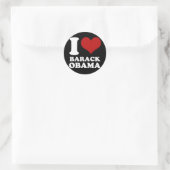 Sticker Rond J'ai coeur Barack Obama (Sac)