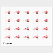 Sticker Rond j'ai coeur les cupcakes (Feuille)