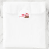 Sticker Rond j'ai coeur les cupcakes (Sac)