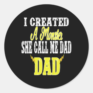 Sticker Rond J'ai créé un monstre qui m'appelle Papa Softll Coa