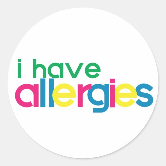Sticker Rond J'ai des allergies AVERTISSEMENT (Devant)