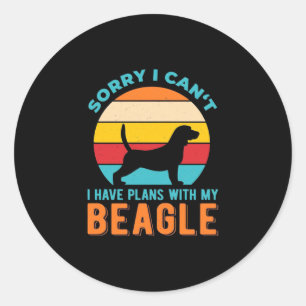 Sticker Rond J'Ai Des Plans Avec Mon Beagle