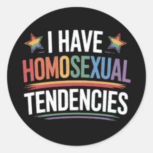 Sticker Rond J'ai des tendances homosexuelles Fierté LGBTQ Arc-
