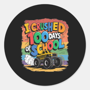 Sticker Rond J'Ai Écrasé 100 Jours 100E Jour De L'École Monster