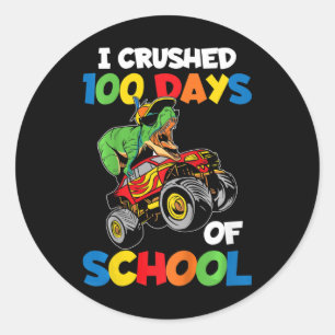 Sticker Rond J'Ai Écrasé 100 Jours De Garçons D'École 100E Jour