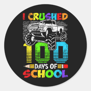 Sticker Rond J'Ai Écrasé 100 Jours De Garçons Scolaires Enfants