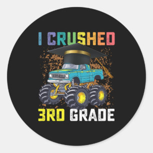 Sticker Rond J'ai écrasé 3e grade Monster Truck Graduation