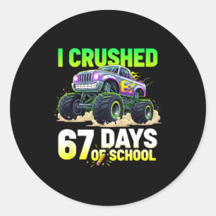 Sticker Rond J'ai écrasé 67 jours d'école 6 7 Mème drôle Six Se