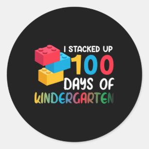 Sticker Rond J'Ai Empilé 100 Jours De Constructions De Maternel