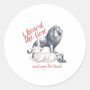 Sticker Rond J'ai entendu le lion et vu le mouton minimaliste