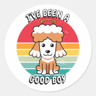 Sticker Rond J'ai été un bon garçon - chien brun