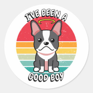Sticker Rond J'ai été un bon garçon - français bulldog