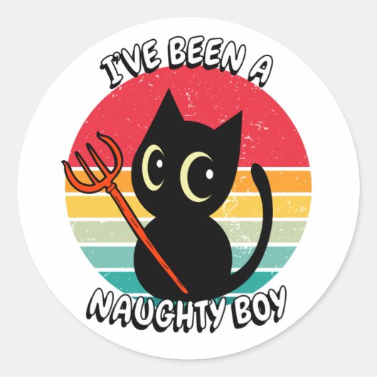 Sticker Rond J'ai été un garçon coquin - chat noir (Devant)
