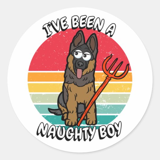 Sticker Rond J'ai été un garçon coquin - chien de garde (Devant)