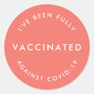 Sticker Rond J'ai été vacciné   Contre Covid-19 Coral Pink