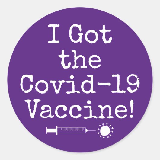 Sticker Rond J'ai eu le vaccin Covid-19 Simple foncé violet (Devant)