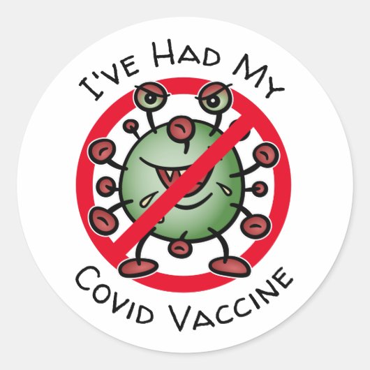 Sticker Rond J'Ai Eu Mon Vaccin Convid Drôle Symbole De Virus C (Devant)